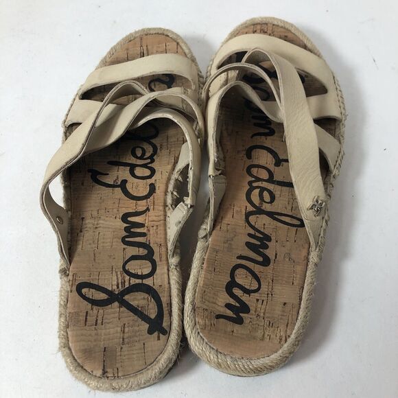 Sam‎ Edelman Flat Sandals Womens Size 5 Averie Espadrille Leather Tan Straps C2 - Picture 6 of 11